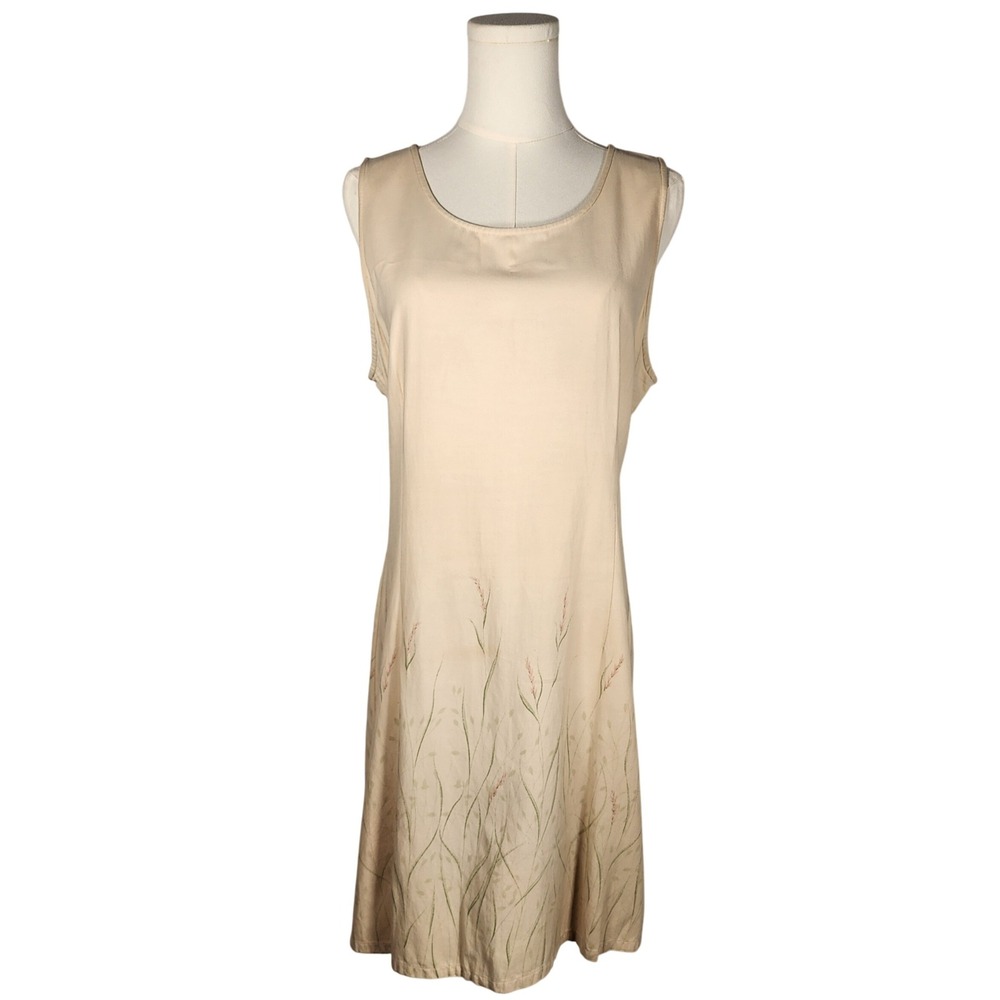 Woolrich Womens Medium Sleeveless Dress Beige Floral Outdoor Casual